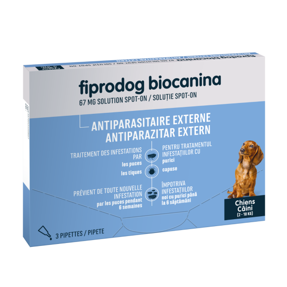 Biocanina Fiprodog Spot-on 67 mg petits chiens 2-10 kg - 3 pipettes