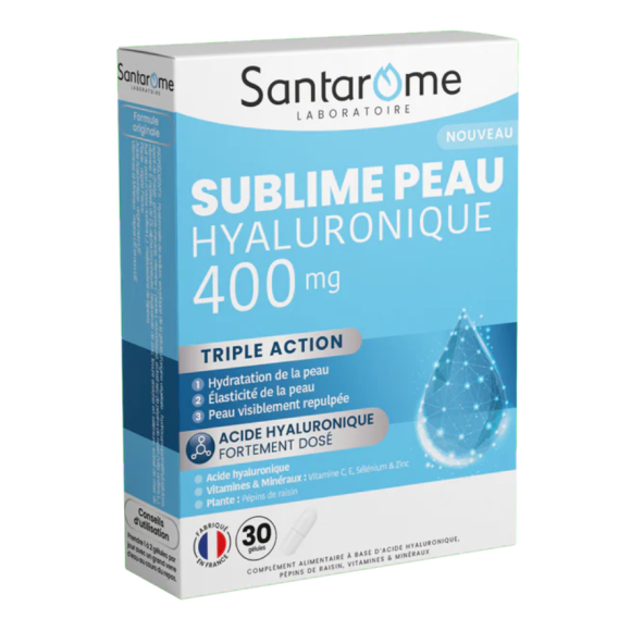 Sublime peau hyaluronique 400mg Santarôme - boite de 30 gélules 