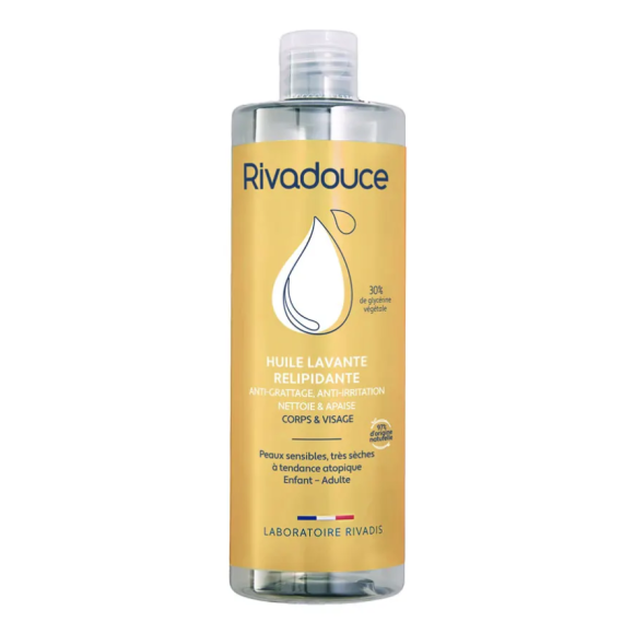 Huile lavante relipidante corps et visage Rivadouce - flacon de 400ml