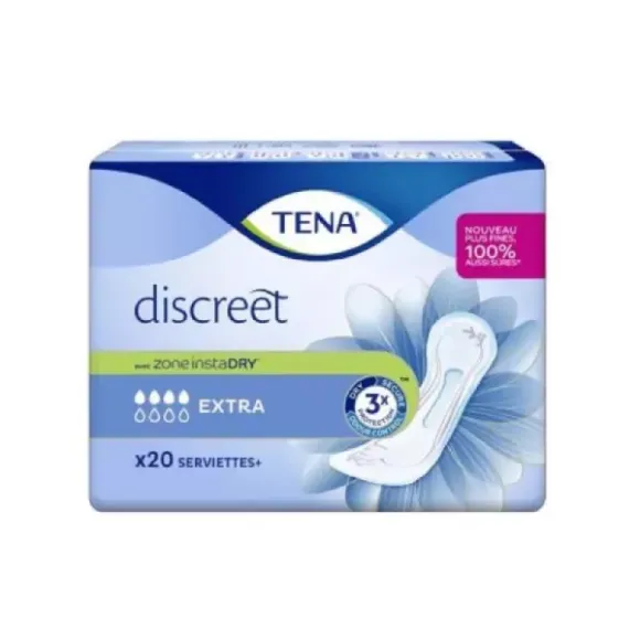 Serviettes hygiéniques discreet extra Tena - 20 serviettes
