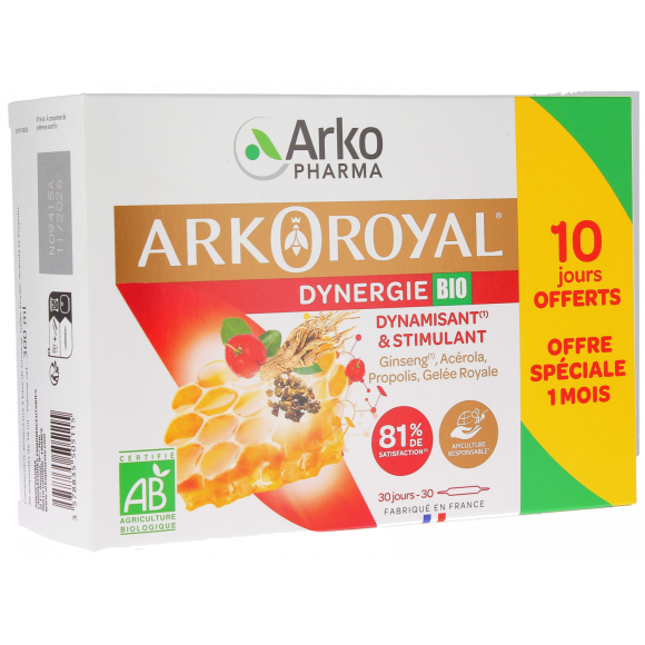 Arkoroyal Dynergie bio Arkopharma - boîte de 30 ampoules