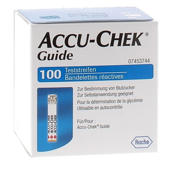 Bandelettes Accu-Chek Guide mesure de glycémie - boîte de 100 bandelettes