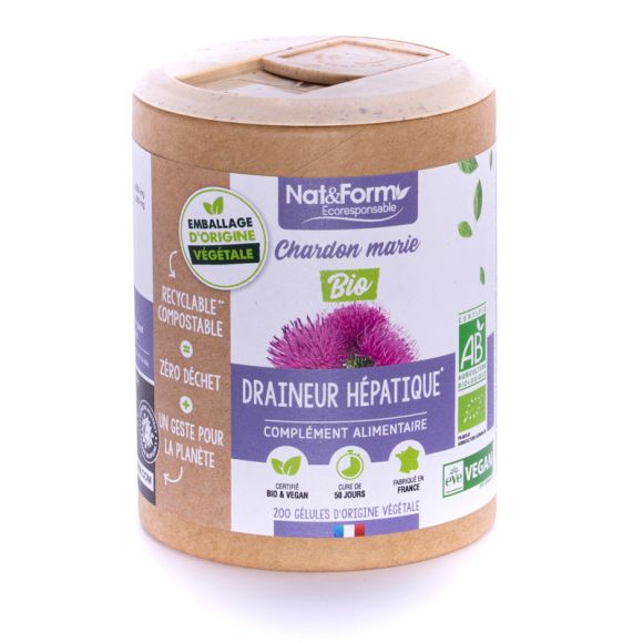 Chardon marie Bio Ecoresponsable Nat&Form - boite de 200 gélules