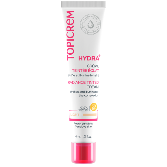 Hydra+ Crème teintée éclat Light SPF 50 Topicrem - tube de 40 ml