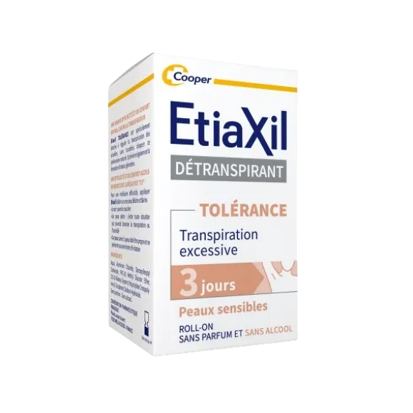 Détranspirant Confort+ Traitement transpiration forte Aisselles peaux sensibles Etiaxil - roll-on de 15 ml