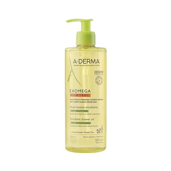 Exomega Control Huile lavante émolliente anti-grattage A-derma - flacon-pompe de 500 ml