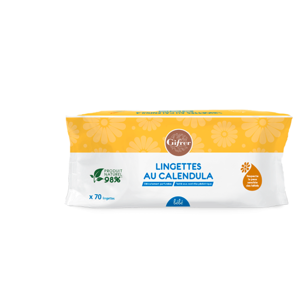 Lingettes au calendula Gifrer - paquet de 70 lingettes