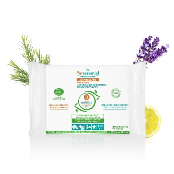 Lingettes désinfectantes Puressentiel - sachet de 32 lingettes