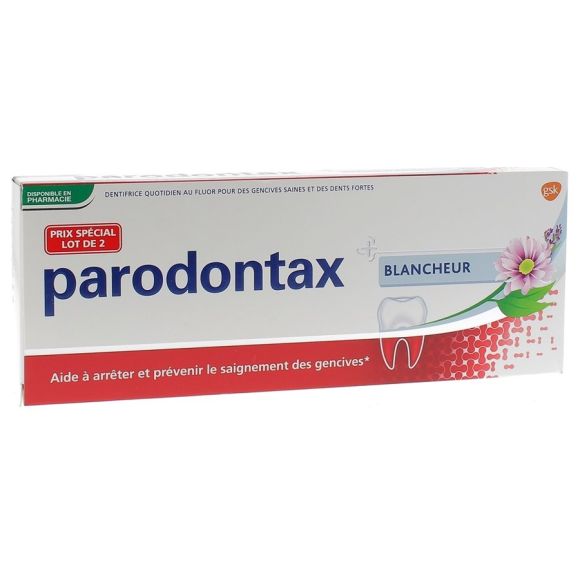 Parodontax blancheur dentifrice fluor saignement occasionnels gencives - 2 tubes de 75 ml