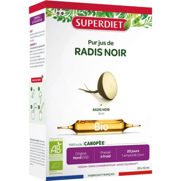 Radis noir Bio Super Diet - 20 ampoules de 10 ml