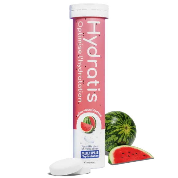Solution d'hydratation goût pastèque Hydratis - tube de 20 pastilles effervescentes