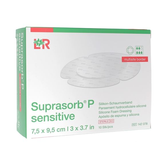 Suprasorb P Sensitive Multisite border 7,5 x 9,5 cm Lohmann & Rauscher - boîte de 10 unités