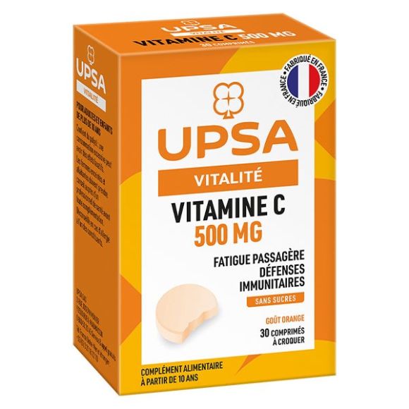 Vitamine C 500mg goût orange Upsa - boite de 30 comprimés