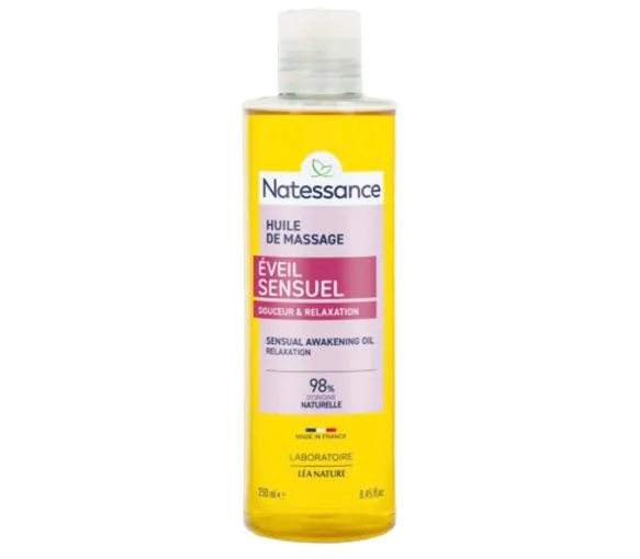 Huile de massage veil sensuel Natessance  Soyeuse et parfume aux huiles  d'amande douce et d'abricot bio