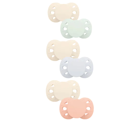 BIOLANE Tétines Rondes Sucettes Extra-Fines 0-6 Mois - Lot De 2 Vert Et Beige, Caoutchouc Naturel